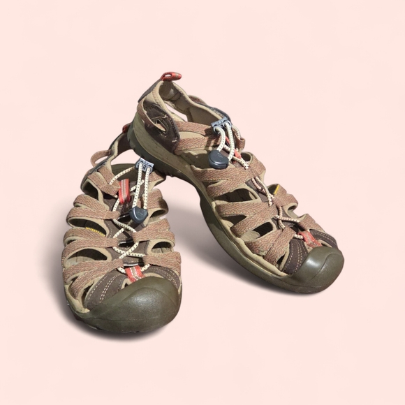 Keen Shoes - KEEN Vintage Women's Adventure Sandals Whisper - Brown, Tan and Pink  Size 10